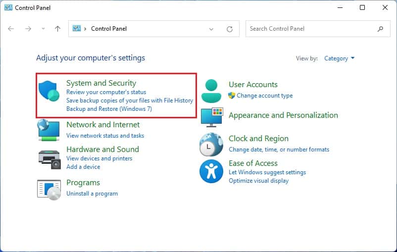 system and security in control panel