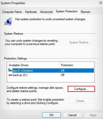 How to Delete Backup Files on Windows 8 system-restore-drive-configure