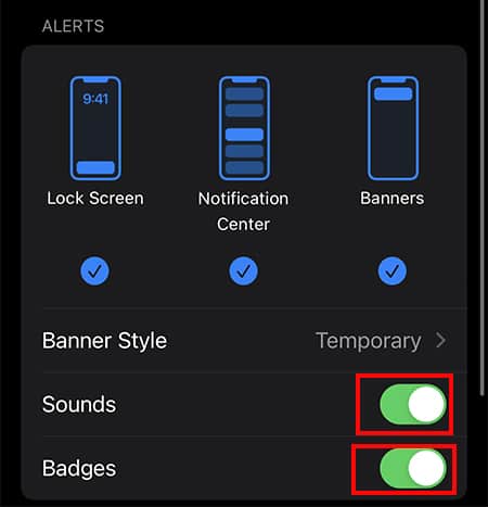 turn-on-the-toggle-for-Sounds-and-Badges-menu
