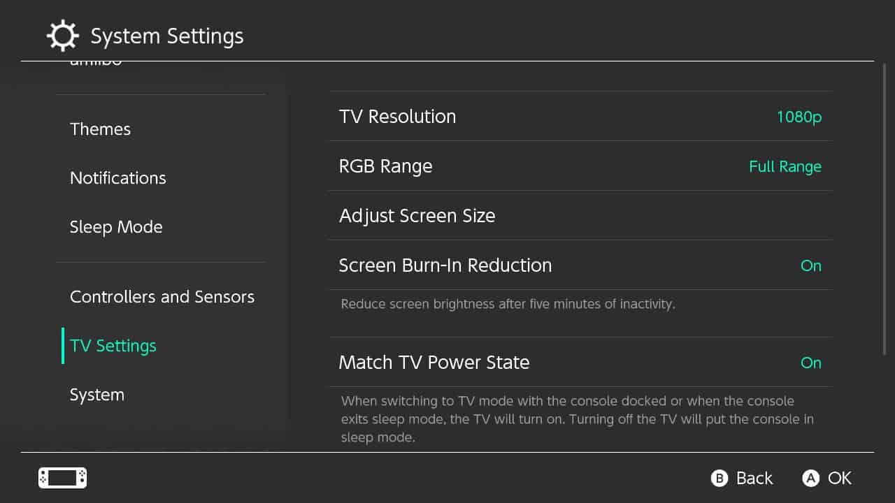 tv settings on switch