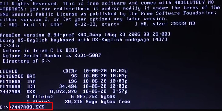 type filename bios update file
