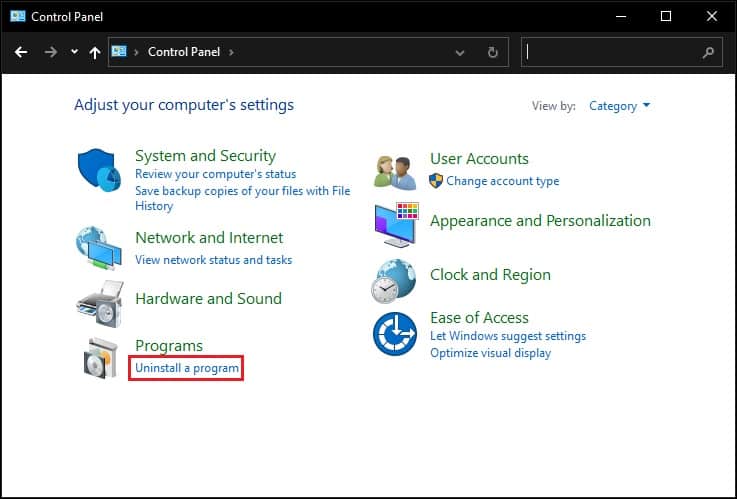 uninstall a program in safe mode