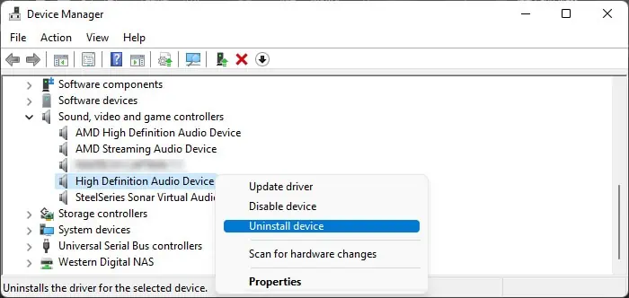 Motherboard Audio Not Working? Try These Fixes 13 uninstall-device-high-definition-audio-device