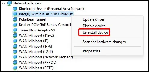 Wi-Fi Not Working on Lenovo? Try Troubleshooting Methods 18 uninstall-driver