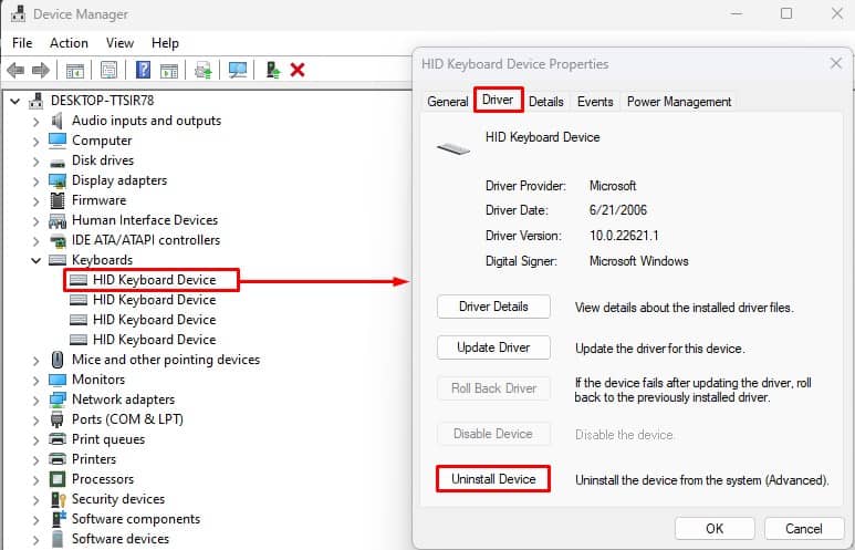 uninstall keyboard driver logitech keyboard not working