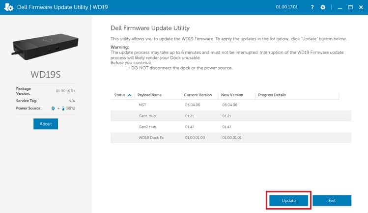 update button dell firmware update utility