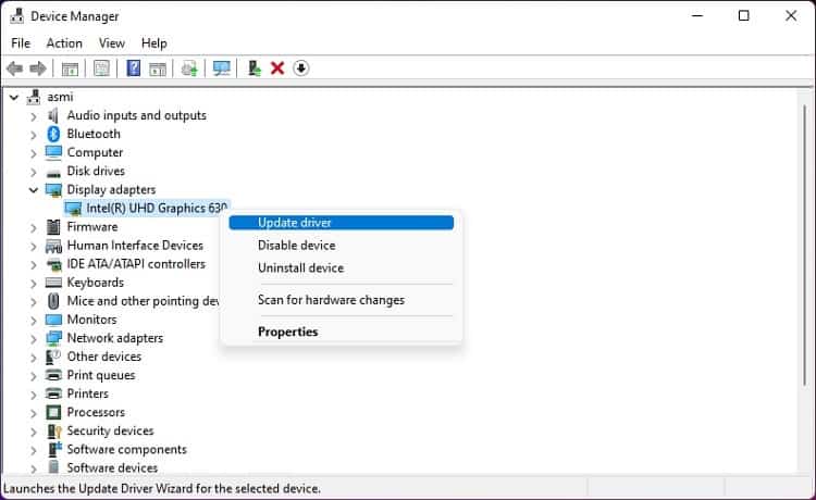 update intel graphics drivers
