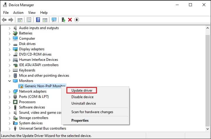update monitor driver