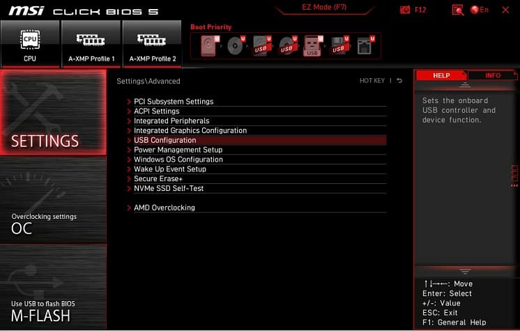 usb configuration in bios
