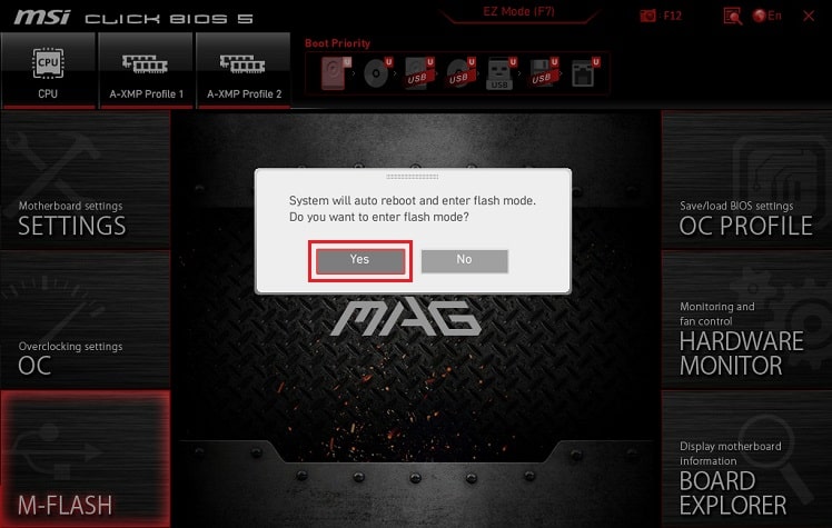 yes to enter flash mode