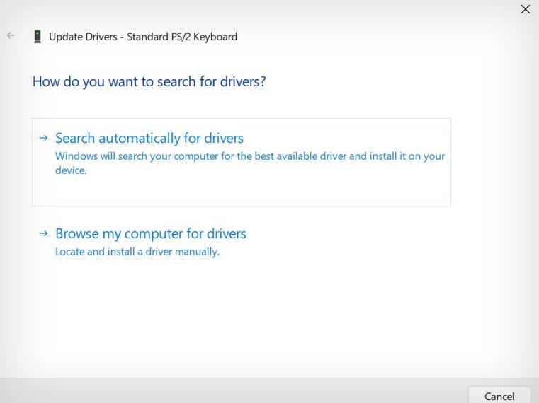 Browser my computer for drivers