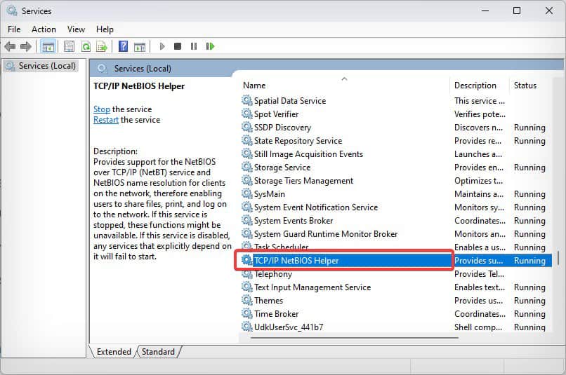 TCPIP netbios helper services