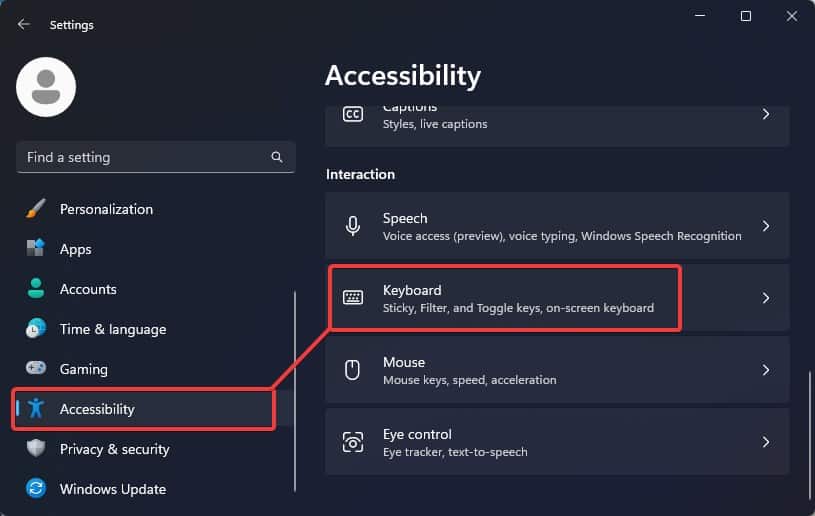 accessibility keyboard