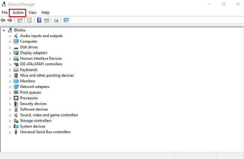 action in device manager