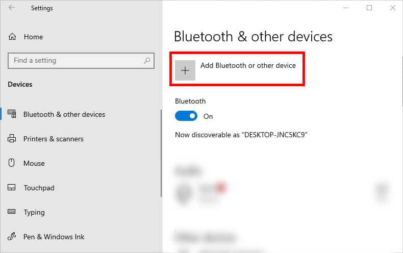 add bluetooth or other device