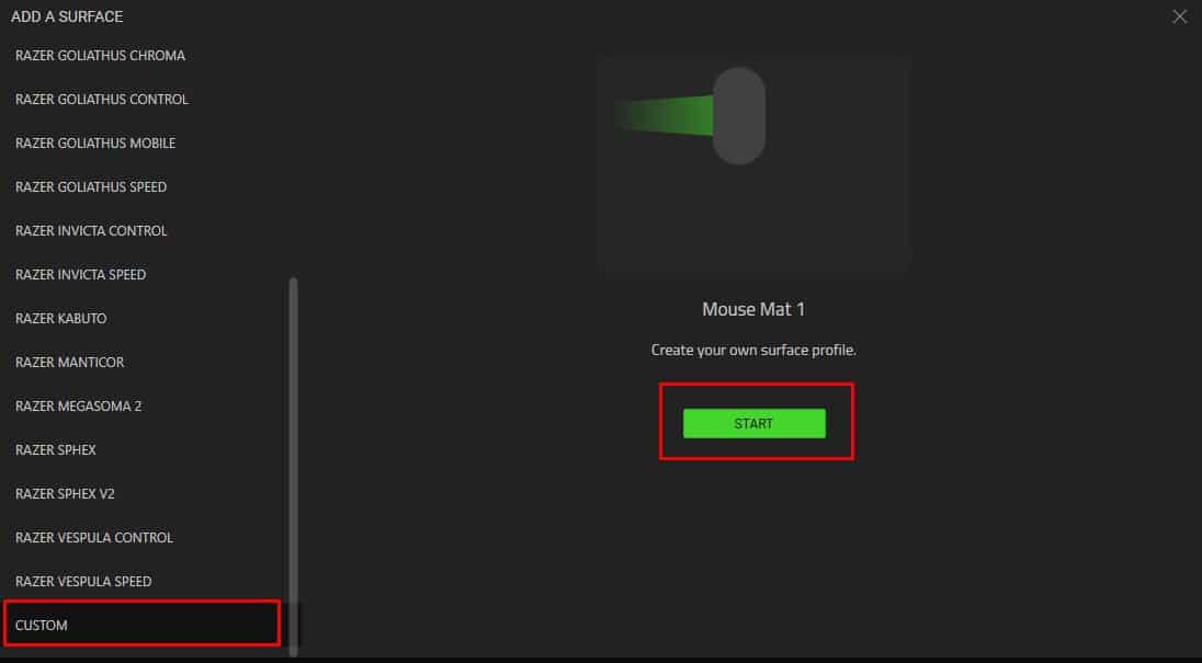 add custom surface