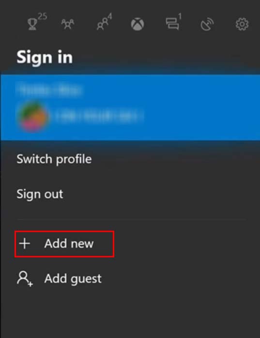 add new account in xbox