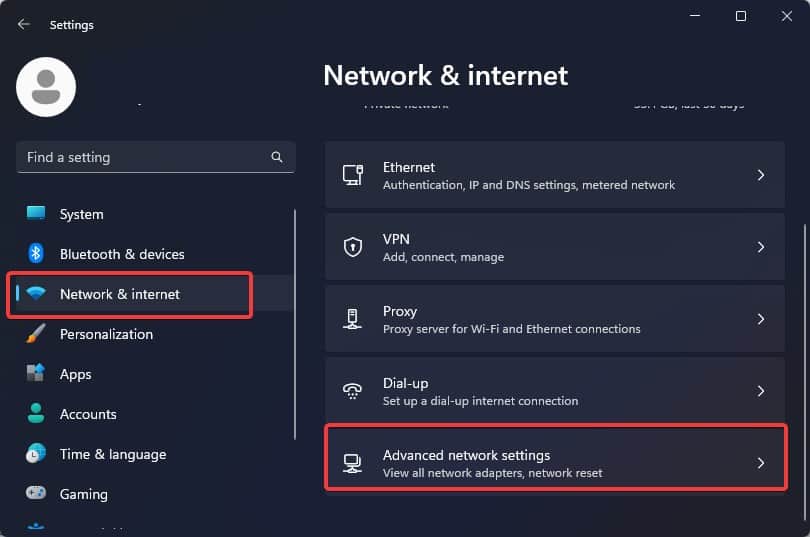 advanced network setttings