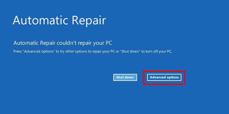 advanced options acer stuck on acer screen