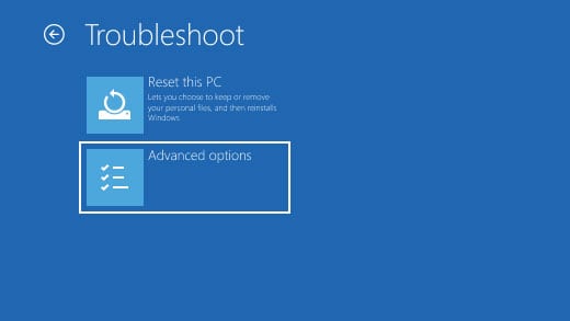 advanced options uefi firmware settings