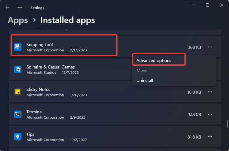 advanced options