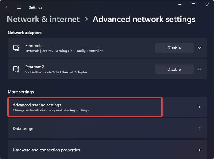 advanced sharing settings