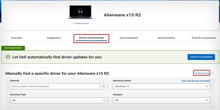 alienware drivers and downloads