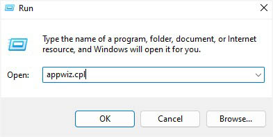 appwiz cpl in run