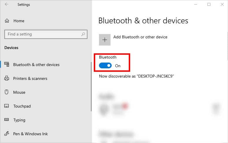 bluetooth is on