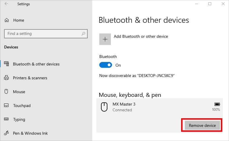 bluetooth remove device