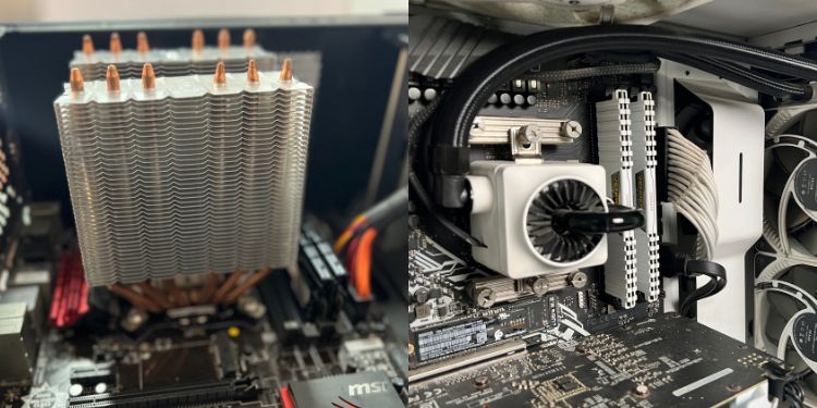 AIO Vs Air Cooler(Detailed Comparision) 5 bulky heatsink vs small aio pump