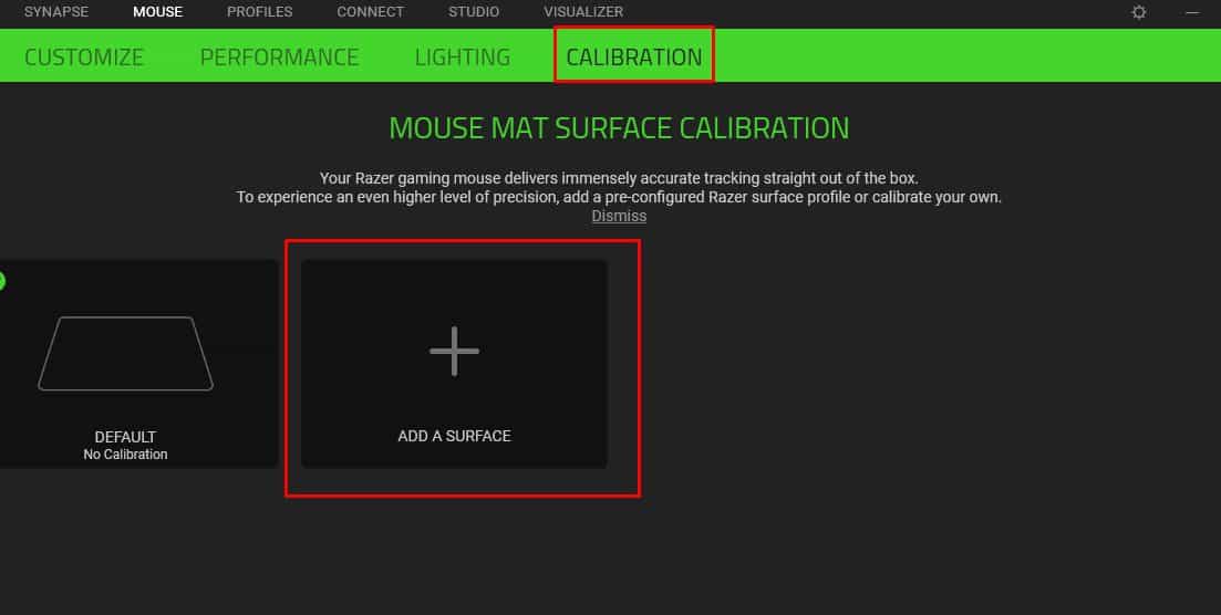 calibration add surface
