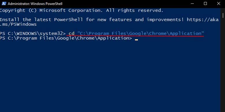 change directory in powershell