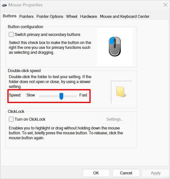 change double click speed