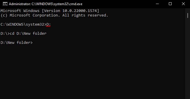 change drive in command prompt