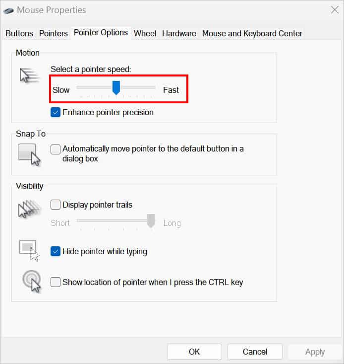 change mouse speed