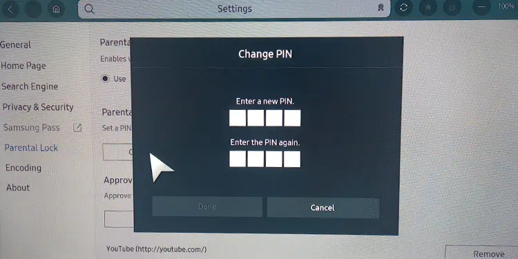How to Setup and Unlock Parental Control on Samsung TV 19 change-pin-on-samsung-browser