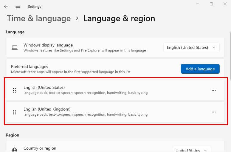 change preferred language to english us