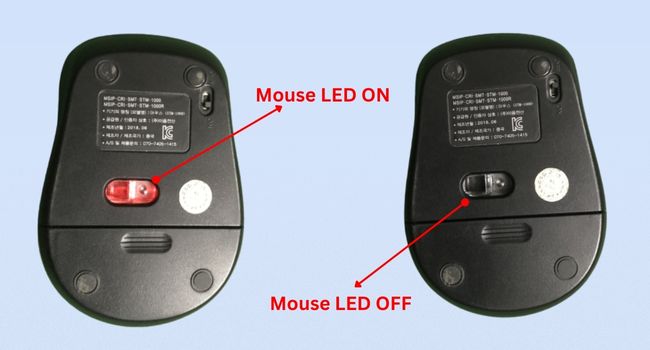check mouse led on or off