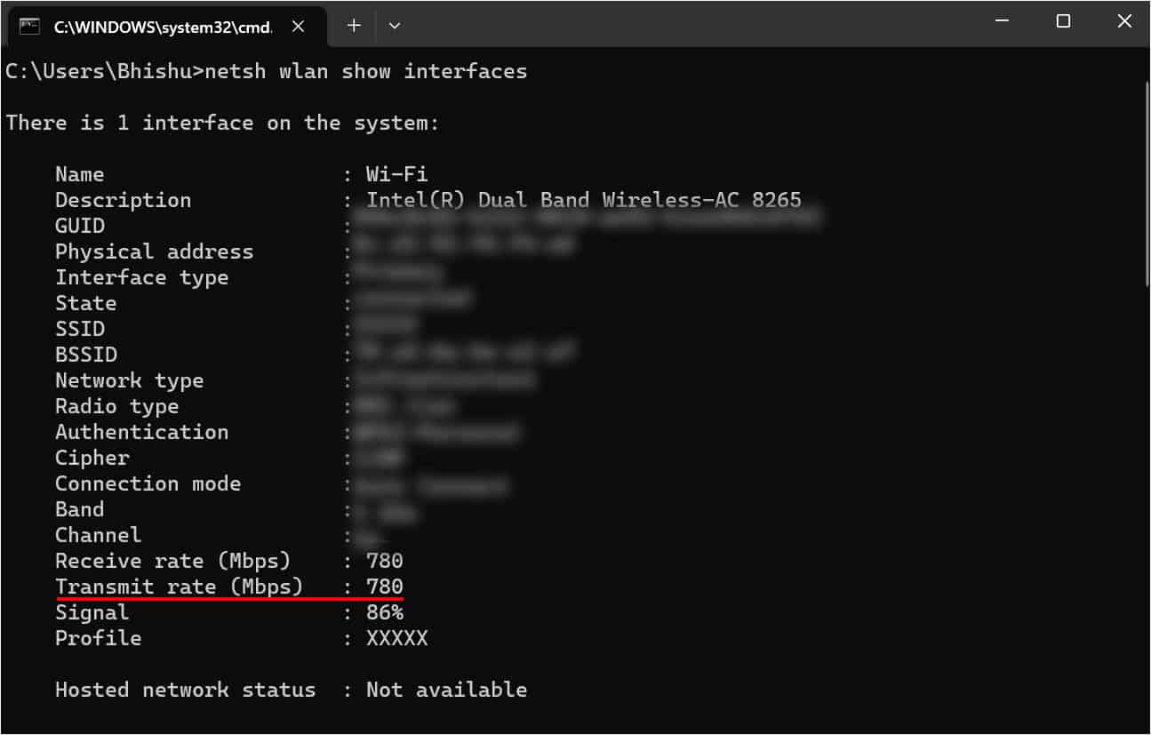 check transmit rate