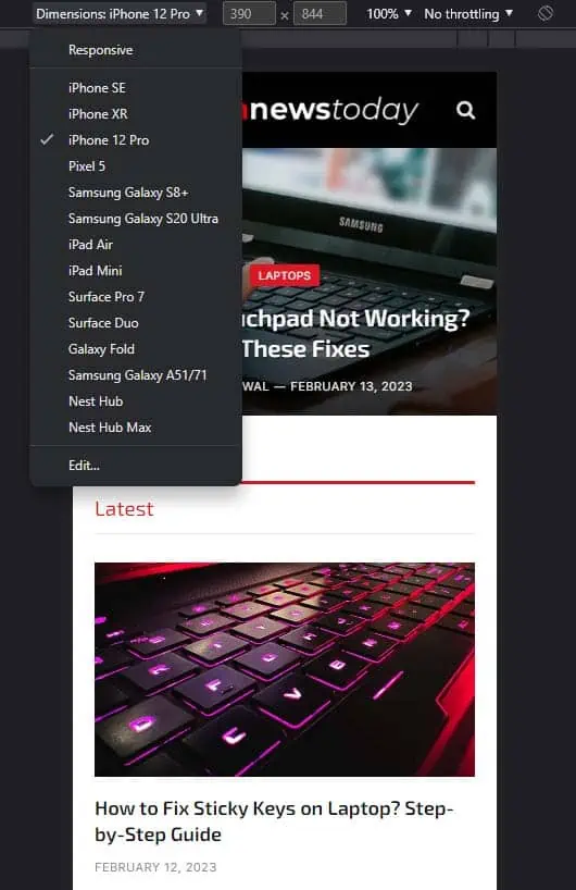 chrome-developer-tool-mobile-view-choosing-device