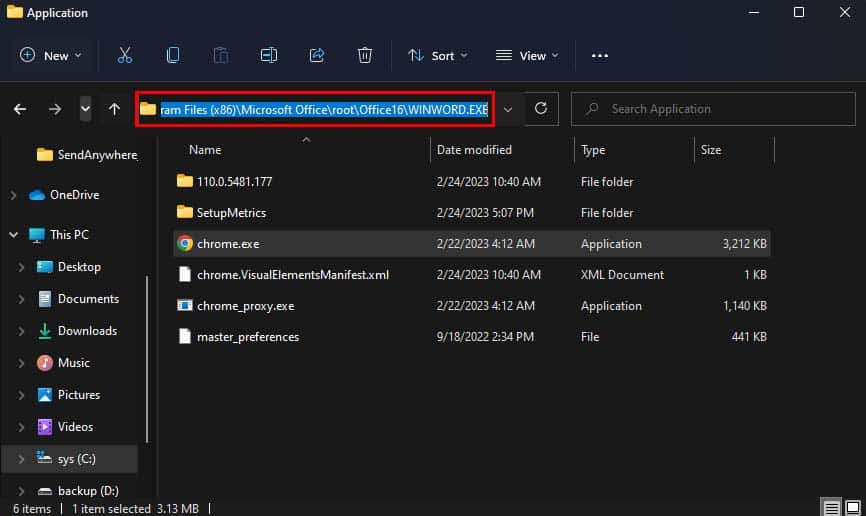 chrome exe file location