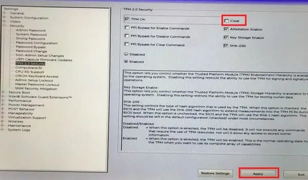 clear-tpm-in-dell-bios
