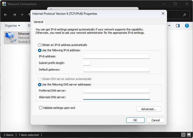 configuring ipv6