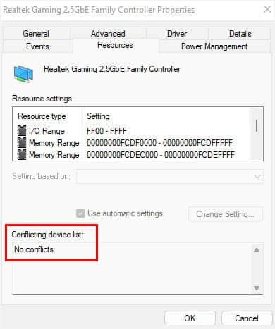 conflicting device list