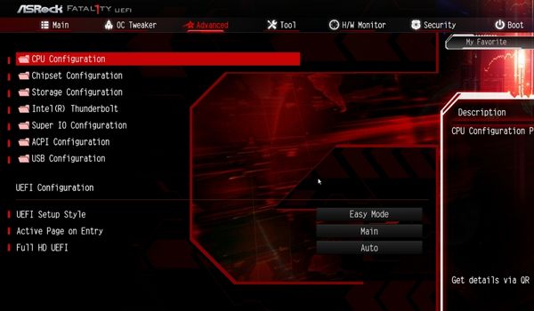 cpu configuration in asrock bios