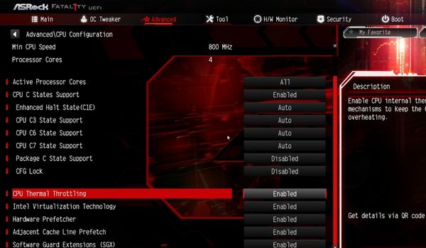 cpu thermal throttling option in bios