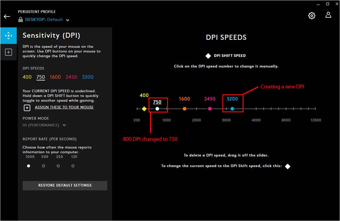 create a new dpi or slide to change the existing dpi