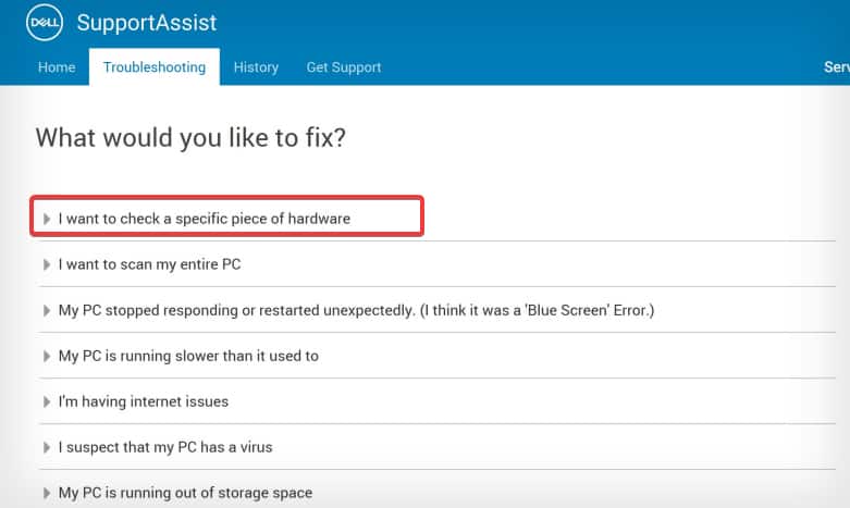 dell support assist troubelshooting