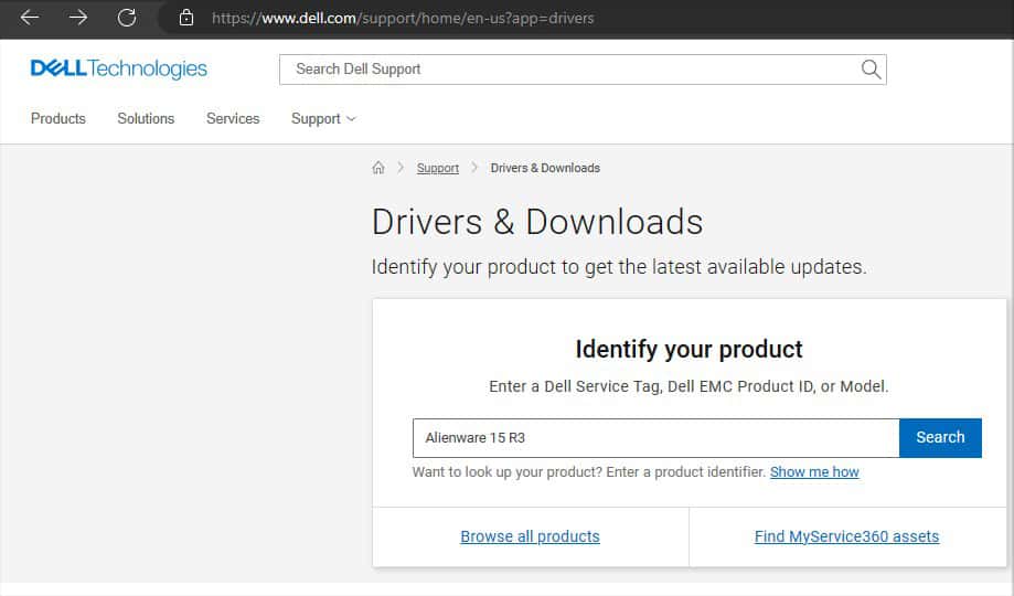 dell support page